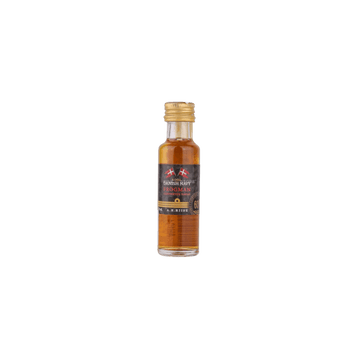Small bottle of Danish Navy Frogman liqueur with gold cap on white background