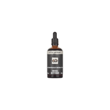 Bitter Wastelands Cocoa Bitters in amber dropper bottle for cocktails and drinks