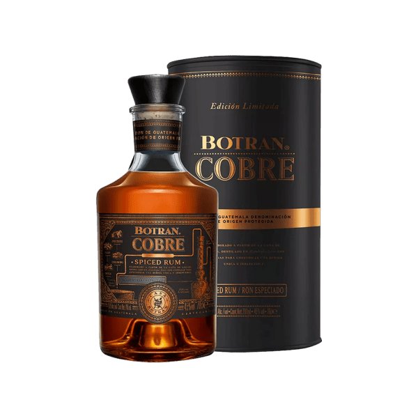Botran Cobre spiced rum bottle with limited edition gift box, premium spirits