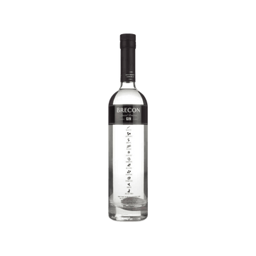 Bottle of Brecon special reserve gin with black label and clear glass bottle