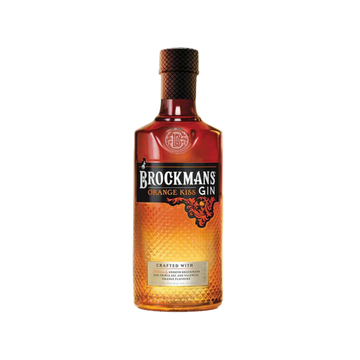 Brockmans Orange Kiss Gin bottle with embossed orange glass and black label