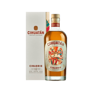 Cihuatán Cinabrio 12-year aged rum bottle and box, premium El Salvador spirit