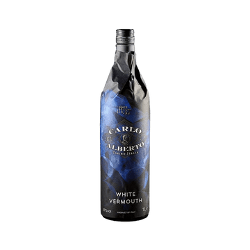 Carlo Alberto White Vermouth bottle with dark blue and black label, 1 liter, Italian aperitif