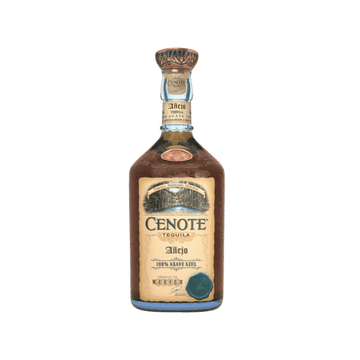 Cenote Añejo Tequila bottle made from 100% agave azul, Mexican aged tequila
