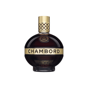 Chambord black raspberry liqueur bottle with gold label and crown emblem