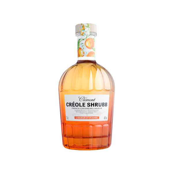 Clément Créole Shrubb French Caribbean orange liqueur bottle with decorative orange peel label