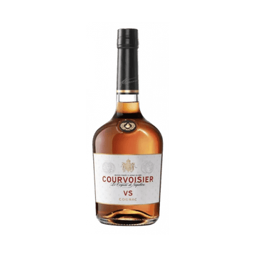 Courvoisier VS Cognac bottle with amber liquid and white label