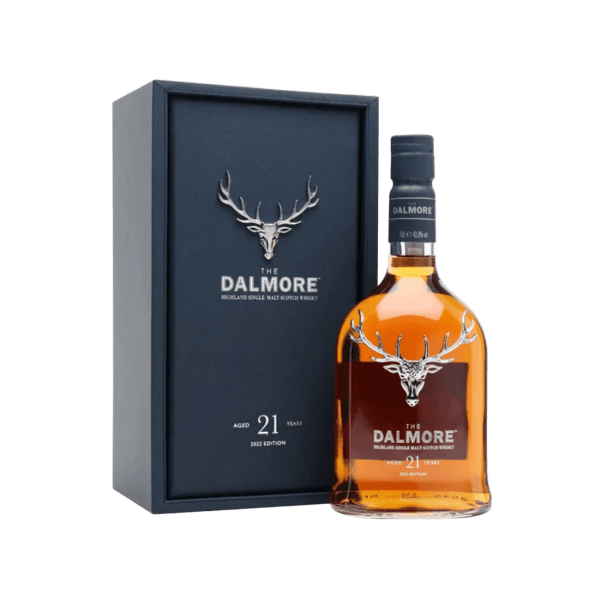 Dalmore 21 year old Highland single malt Scotch whisky bottle with gift box