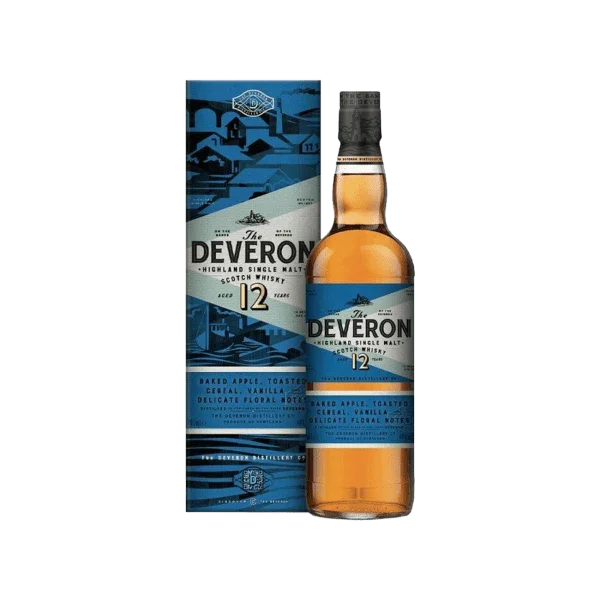 The Deveron 12 year old Highland single malt Scotch whisky bottle with blue box packaging