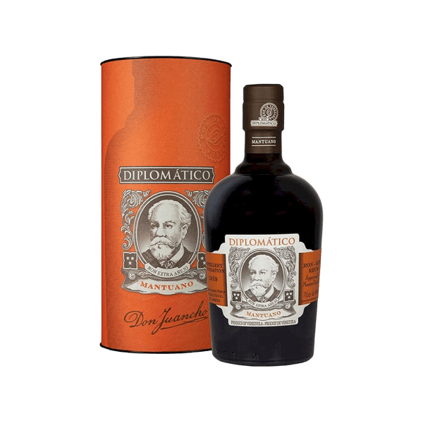 Diplomatico Mantuano premium rum bottle with orange packaging