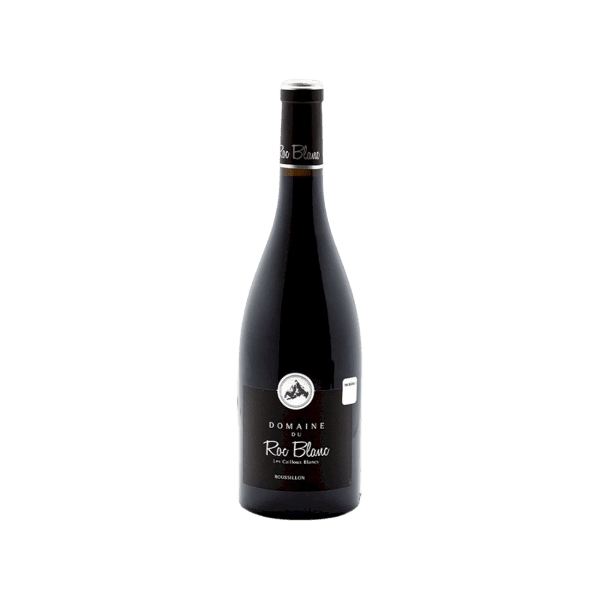 Domaine Roc Blanc Roussillon premium red wine bottle on white background
