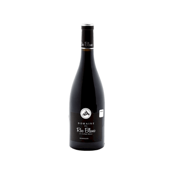 Domaine Roc Blanc Roussillon premium red wine bottle on white background