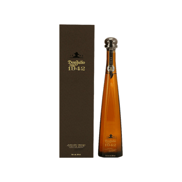 Don Julio 1942 tequila bottle with matching gift box, premium liquor product display