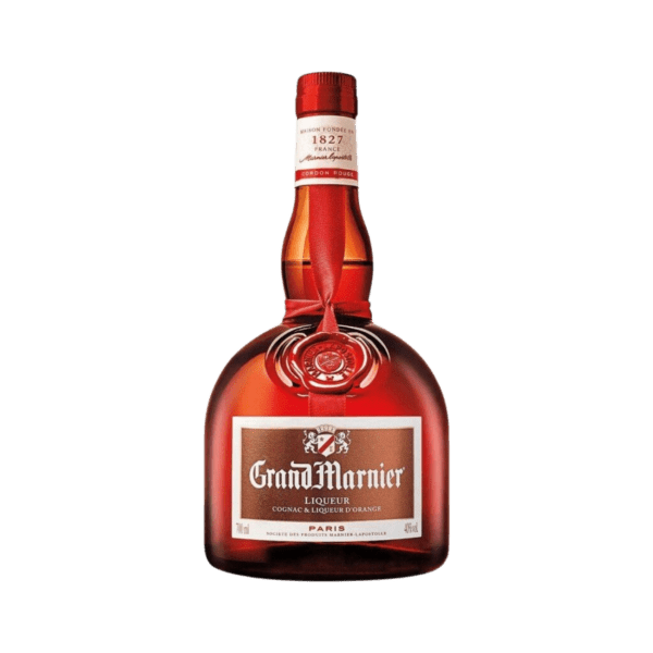 Grand Marnier cognac orange liqueur bottle on white background