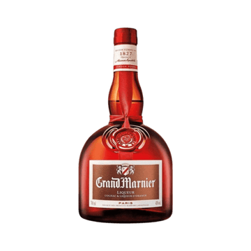 Grand Marnier cognac orange liqueur bottle on white background