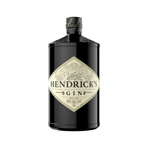 Hendrick's gin 1L bottle with cream label, premium spirits product