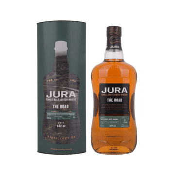 Jura The Road single malt scotch whisky bottle and gift tube, premium spirits product photo