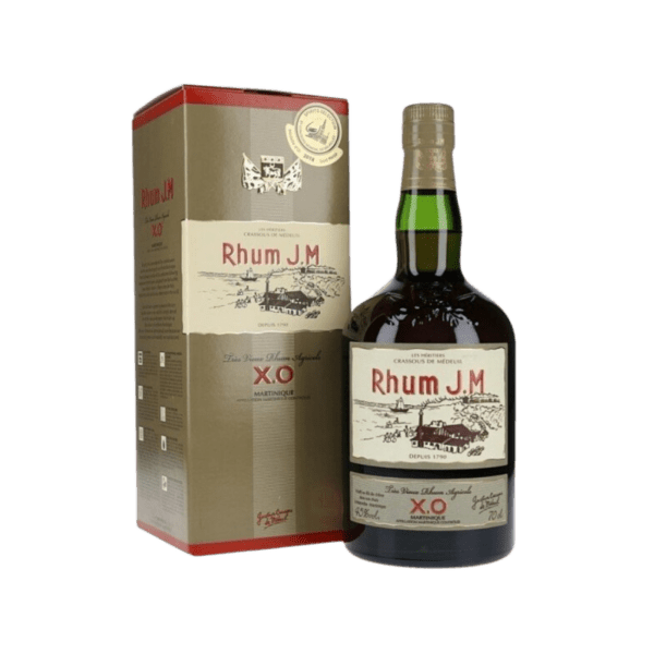 Rhum J.M XO premium rum bottle with gift box, Martinique aged spirit