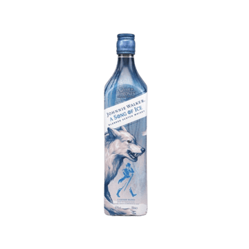 Game of Thrones A Song of Ice blended scotch whisky bottle with wolf illustration