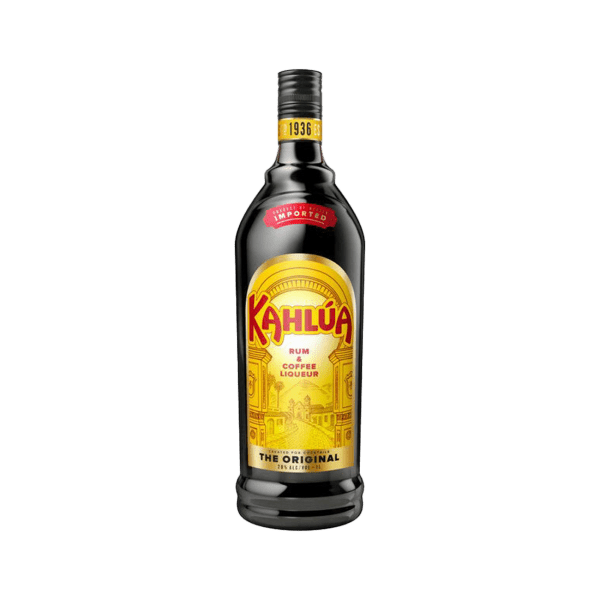 Bottle of Kahlúa rum and coffee liqueur with yellow and red label