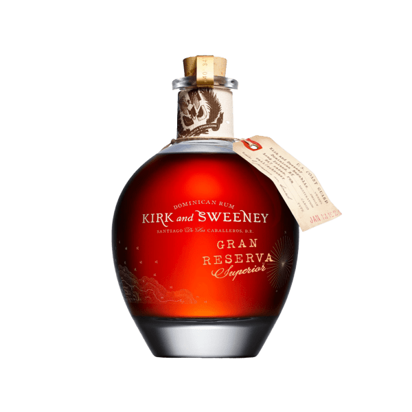 Kirk and Sweeney Gran Reserva Superior Dominican rum in elegant round bottle