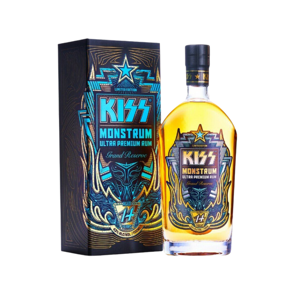 KISS Monstrum Ultra Premium Rum 14 years aged bottle with decorative box, limited edition