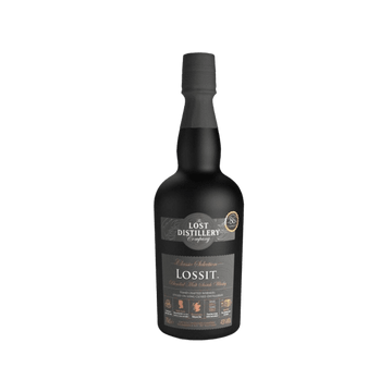 Lossit blended malt Scotch whisky bottle with black label and gold accents on white background