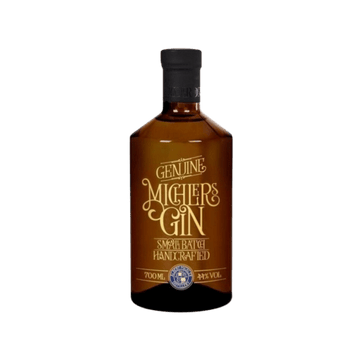 Brown bottle of Genuine Michler's Gin small batch handcrafted with 700 ml and 44% alcohol