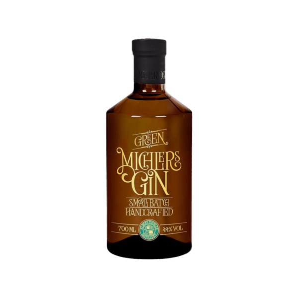 700ml amber bottle of Green Michler's Gin small batch handcrafted with 44% alcohol volume