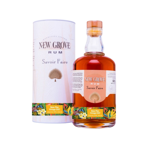 New Grove Savoir Faire rum bottle and gift box, Beau Plan Vintage 2007, premium spirit