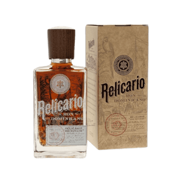 Relicario Ron Dominicano premium rum bottle with matching branded box