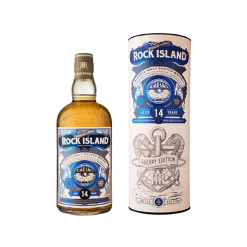 Rock Island 14 year blended malt scotch whisky bottle and tube, sherry edition