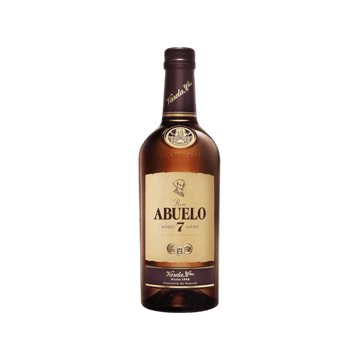 Ron Abuelo 7 Años aged rum bottle with beige label on transparent background