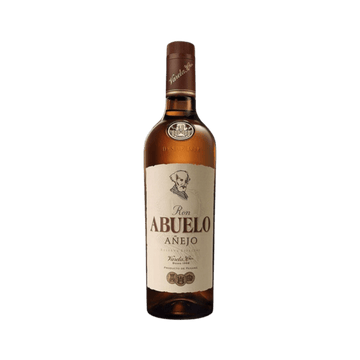 Ron Abuelo Añejo premium rum bottle with label, isolated on white background