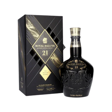 Royal Salute 21 year old blended Scotch whisky in black gift box and ornate bottle