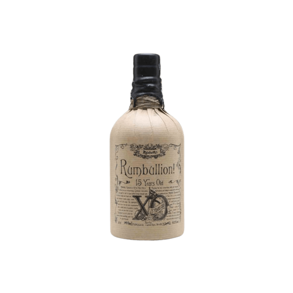 Rumbullion! 15 Year Old XO premium rum bottle with vintage style label