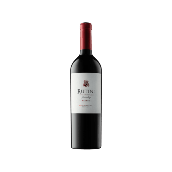 Rutini Single Vineyard Malbec red wine bottle from Argentina with red foil capsule