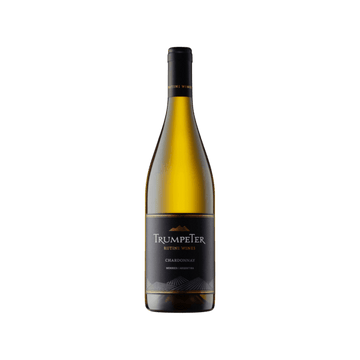 Trumpeter Rutini Chardonnay white wine bottle from Mendoza Argentina with black label