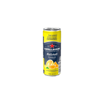 330ml can of Sanpellegrino Naturali sparkling grapefruit drink with yellow and blue design