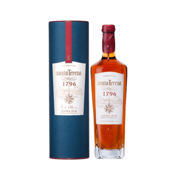 Santa Teresa 1796 Solera Rum bottle with cylindrical gift box, premium dark rum