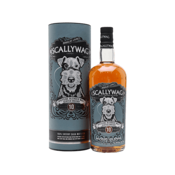 Scallywag 10 year old Speyside blended malt Scotch whisky bottle and gift tube packaging