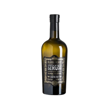 Bottle of SERUM Elixir de Ron Carta Oro, premium rum, 70cl, with ornate black label