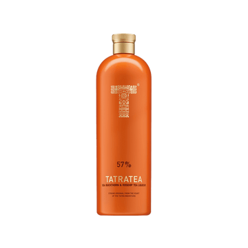 Orange Tatratea bottle with 57% label, sea buckthorn and rosehip tea liqueur