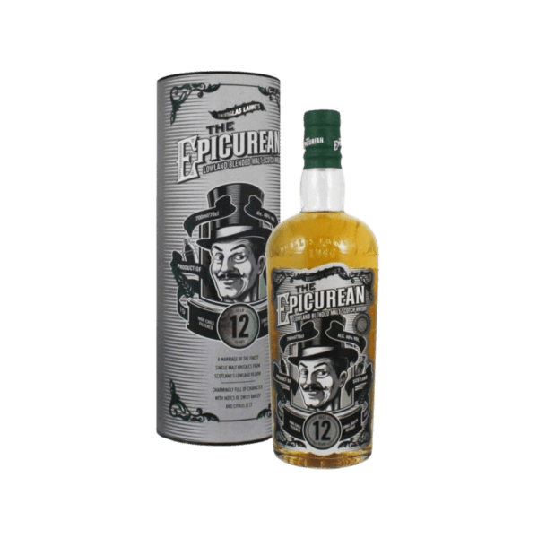 The Epicurean 12 year old blended malt Scotch whisky bottle and box with vintage label