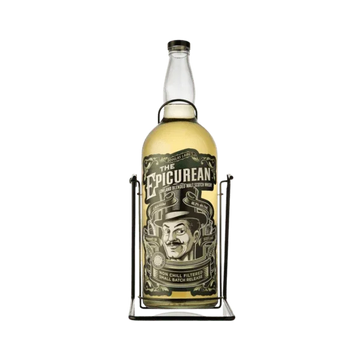 The Epicurean blended malt Scotch whisky bottle with illustrated label in metal holder