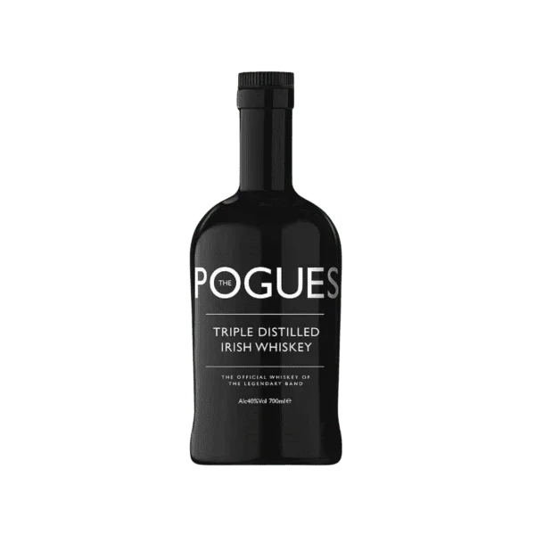 The Pogues triple distilled Irish whiskey black bottle 700ml on plain background