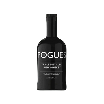 The Pogues triple distilled Irish whiskey black bottle 700ml on plain background
