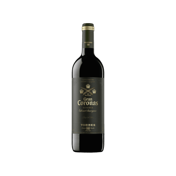 Gran Coronas Reserva Cabernet Sauvignon red wine bottle by Torres with black and gold label