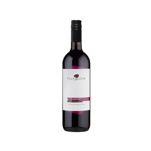 Villa Degli Olmi Cabernet red wine bottle with white and purple label