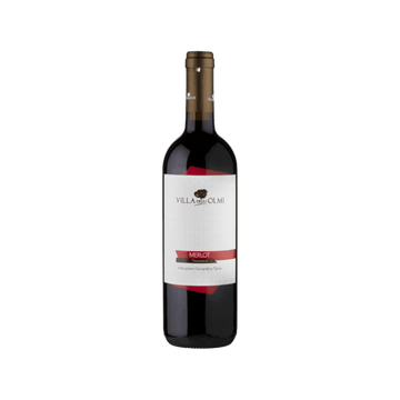 Villa degli Olmi Merlot red wine bottle with white and red label, Italian Indicazione Geografica Tipica